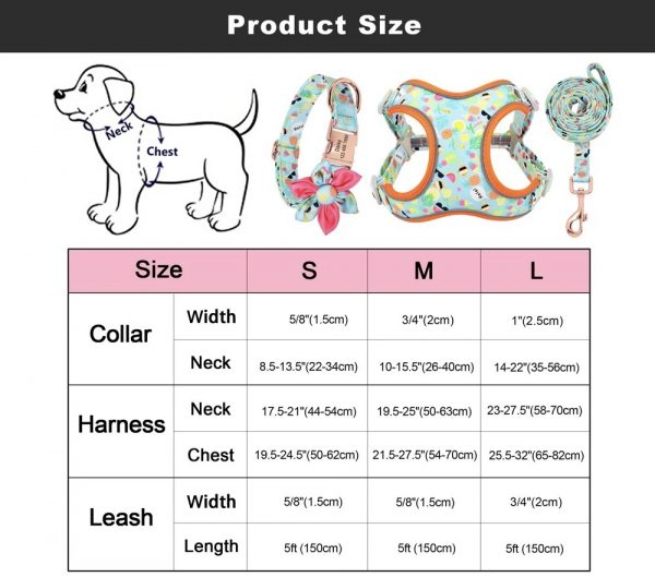 Pink Strawberry 3 piece Dog Harness Set - Image 3